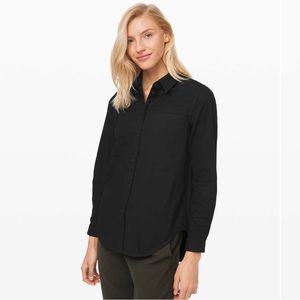 Lululemon Full Day Ahead Shirt Black Women’s Size 2 Button Down Pocket